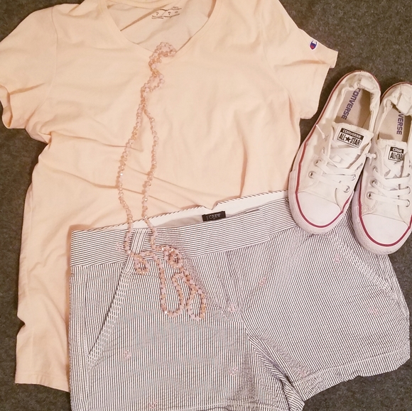 J. Crew Pants - J Crew "City Fit" Seersucker Navy & White Anchor